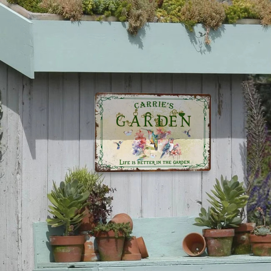 Personalisiertes Metall-Gartenschild von CIFBUY mit floralem Vogelmotiv in Rot und Mehrfarbig, wetterbeständige Wanddekoration für den Außenbereich im Vintage-Stil - Bild 4