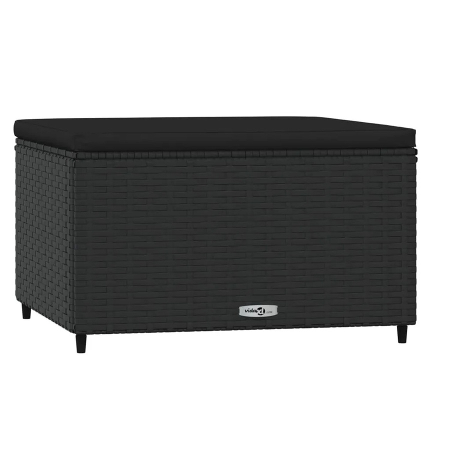 vidaXL Gartenhocker aus Polyrattan mit Kissen in Schwarz - Bild 2