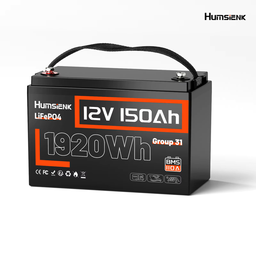 Humsienk 12V 150Ah LiFePO4 Lithium-Batterie mit 110A BMS, 1920Wh, Schwarz - Bild 7