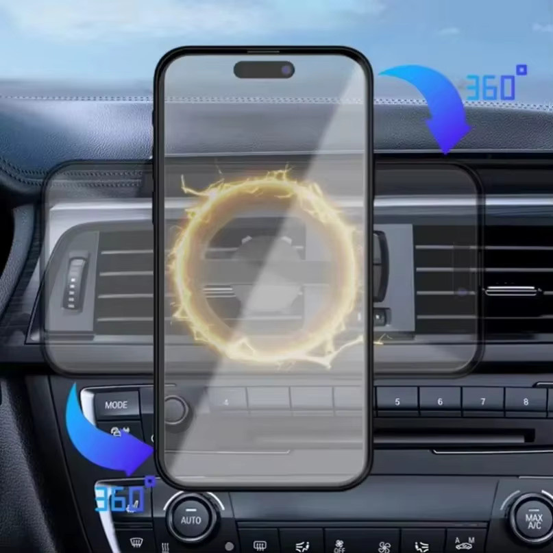 VIKEFON Magnetische Auto Smartphone Halterung mit 17mm Kugelkopf für MagSafe iPhone und Samsung, Schwarz - Bild 2