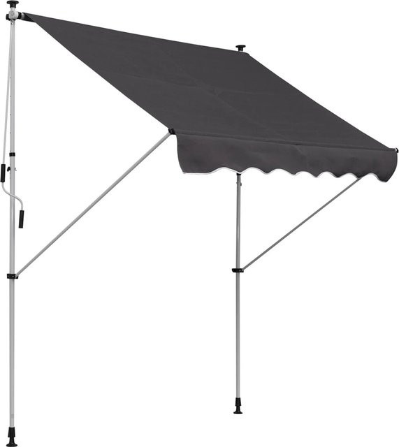 Furnicato Klemmmarkise mit Handkurbel in Grau, höhenverstellbar, B: 150 cm, H: 170 cm - Bild 1