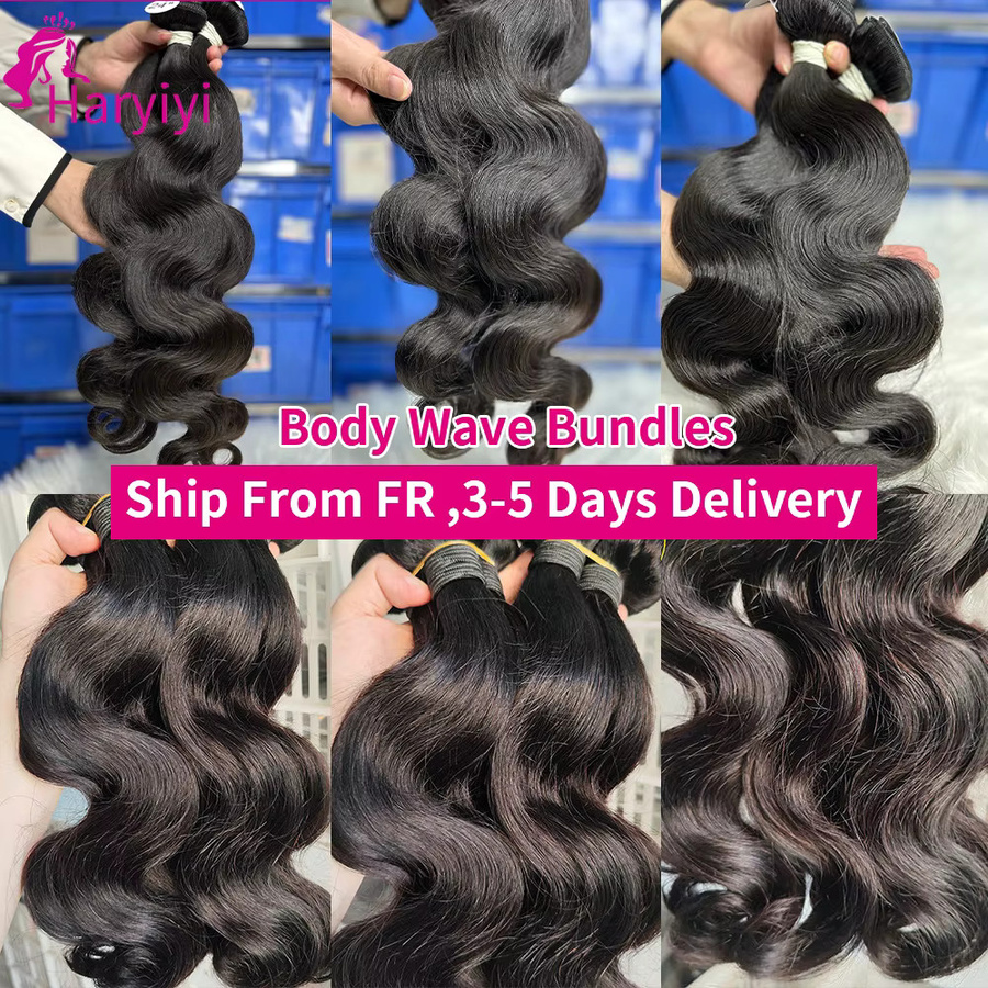 FIUMER Body Wave Echthaar-Bündel, Brasilianisches Rohhaar, Naturschwarz - Bild 2