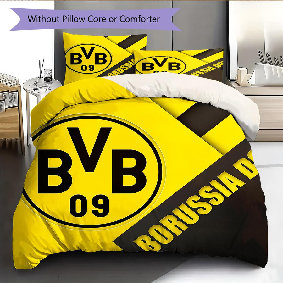 Borussia Dortmund Team Muster Bettwäsche Set mit Reißverschluss, B/H: 240 x 220 cm - Bild 3