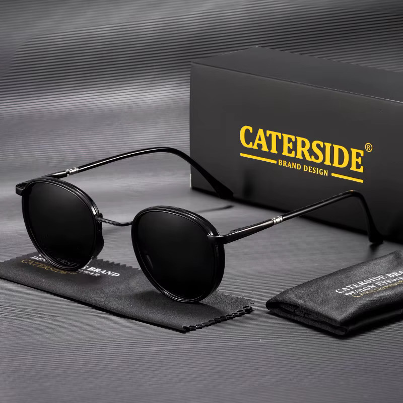 CATERSIDE Sonnenbrille, rund, Vollrand, Metall, polarisiert, Unisex - Bild 2