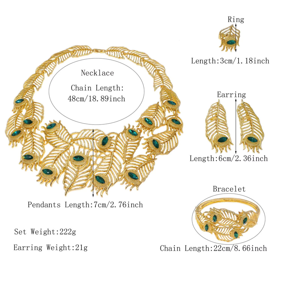 SYHOL Schmuckset, Halskette, Armband, Ohrringe, Gold, Kristall, Damen - Bild 2