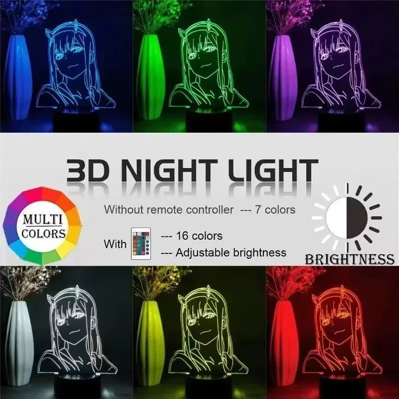Bandai Darling in The Franxx Zero Two Actionfigur 3D LED Acryl Schreibtischlampe bunt / mehrfarbig - Bild 4