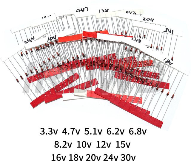 IRUWB Widerstände Set 140 Stück, 14 Werte, Farbe Rot, 0,5 W, 3,3–30 V - Bild 1