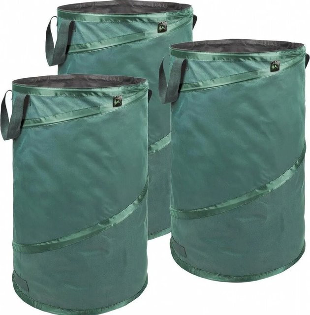TTL GARDEN Pop-Up Laubsack Premium 3er Set, Farbe: Grün, 120L, selbststehend und faltbar für Laub, Gras und Gartenabfall - Bild 1