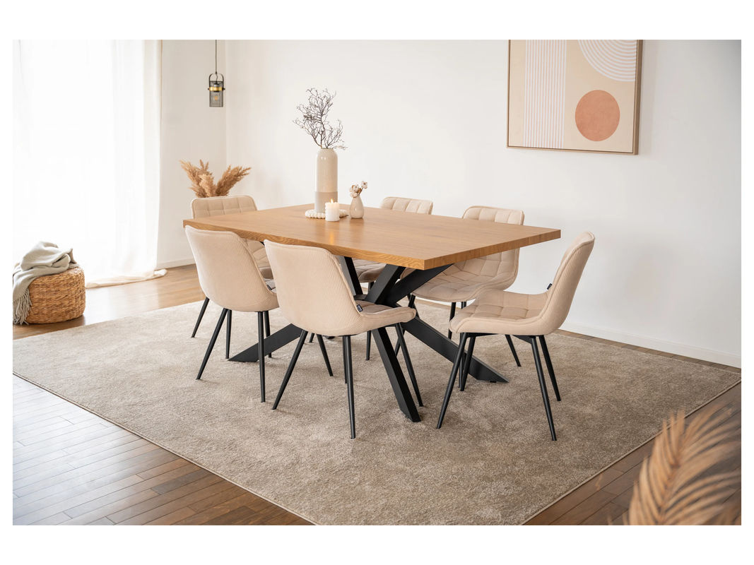 HOME DELUXE Esstisch AVENCIA Eckig in Light Oak mit Sternfuß aus Metall und MDF - Bild 2