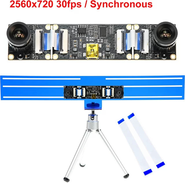 GXIVISION 3D-Stereo-VR-Webcam mit zwei Objektiven, Synchron-USB-Kamera Modul in Schwarz, 720p HD, 30fps, fester Fokus und einstellbarer Grundlinie - Bild 1