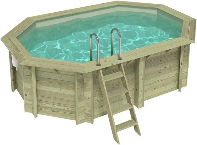ALTANKA Holzpool Nemo achteckig in Sandfarben mit Einzubetonierendem Profil, B: 430 cm, T: 430 cm, H: 118 cm - Bild 1