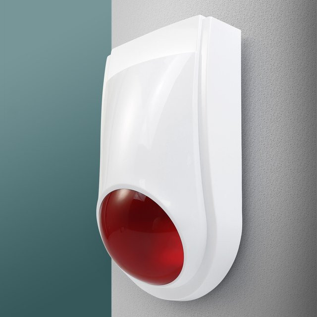 HOMSECUR Drahtlose Blitzsirene E6 mit rotem LED-Licht für Innen- und Außenbereich, 120 dB, kompatibel mit GSM WIFI 4G Alarmsystemen - Bild 1
