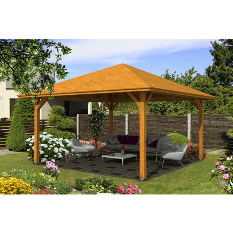 Skan Holz Pavillon Cannes 3 aus Fichte in Eiche hell lasiert, B/T: 424 x 424 cm - Bild 3