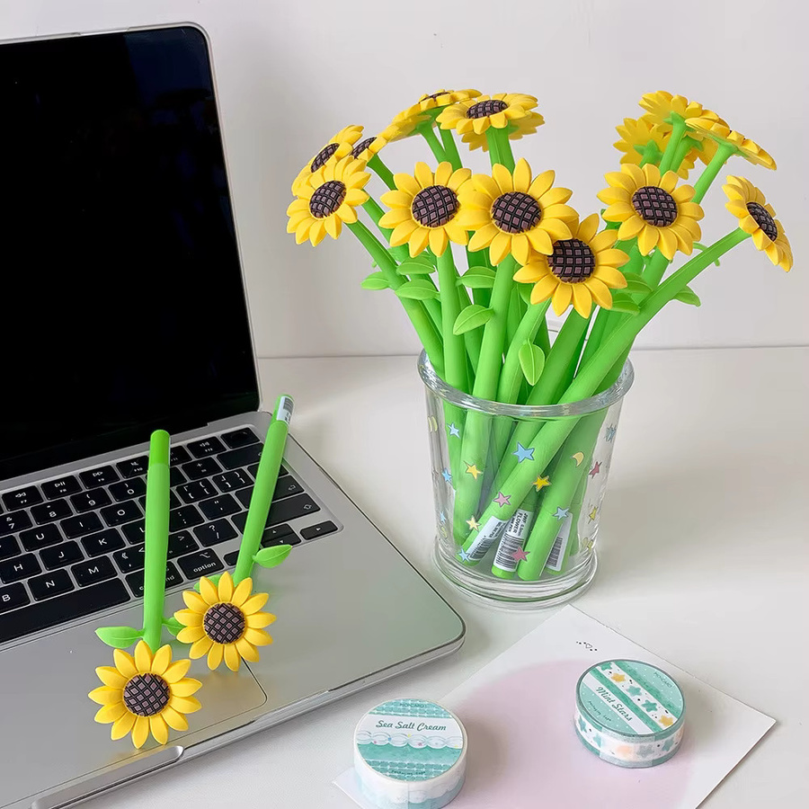 5 Stück Cartoon-Sonnenblumen-Gelstifte in Gelb, 1,0 mm Schreibstifte für Schüler - Bild 2