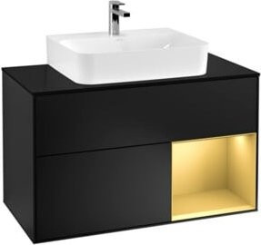 V&B Waschtischunterschrank Finion 100 in Blau lackiert mit Regalboden B/T/H: 100 x 50,1 x 50,1 cm - Bild 1