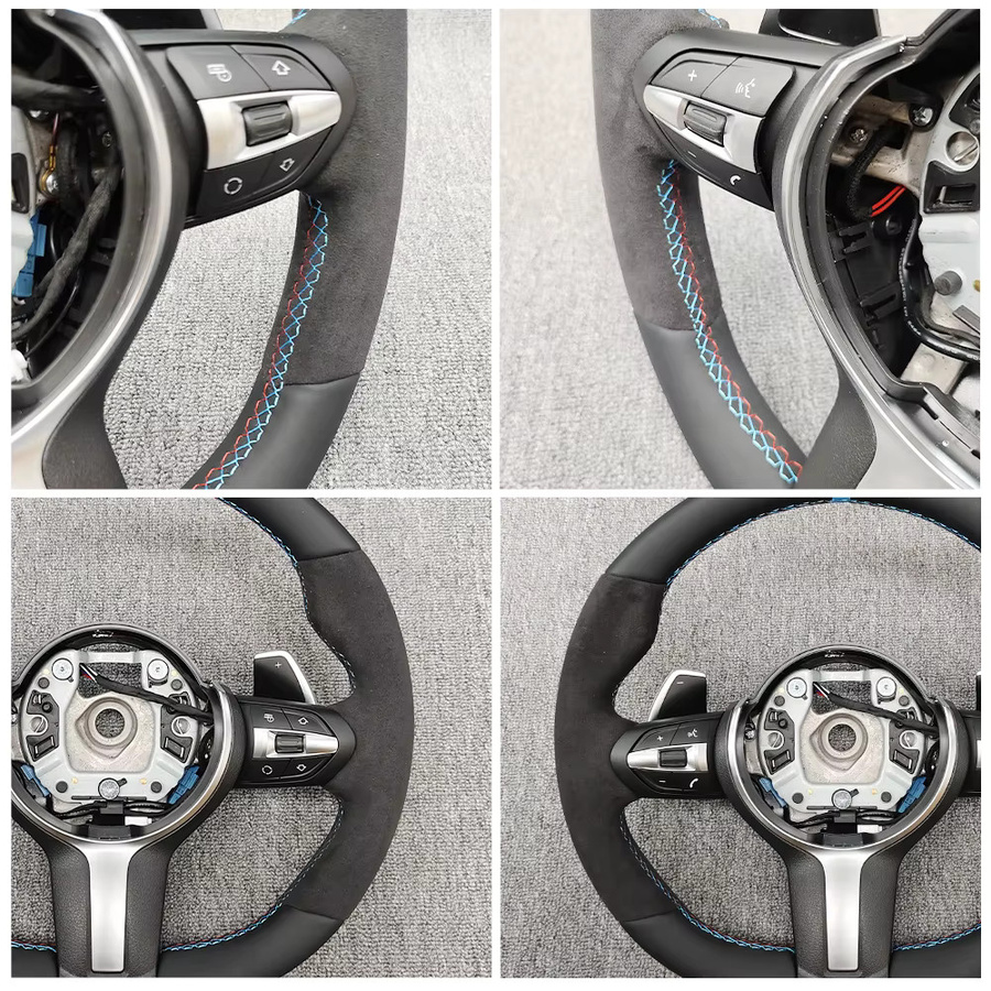 COIKA Leder Lenkrad-Modifikation Schaltwippen für BMW M3 F30 F15 F45 F20 F25 M5 F10 F11 F01 F07 F06 E87 E90 E70 E84 in Schwarz und Rot - Bild 3