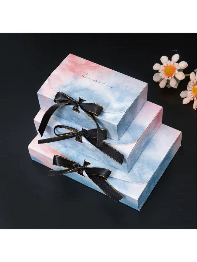 10 Stück Marmor Geschenkboxen aus schwarzem Kraftpapier für Hochzeiten und Partys, B/T/H: 18 x 12 x 5 cm - Bild 2