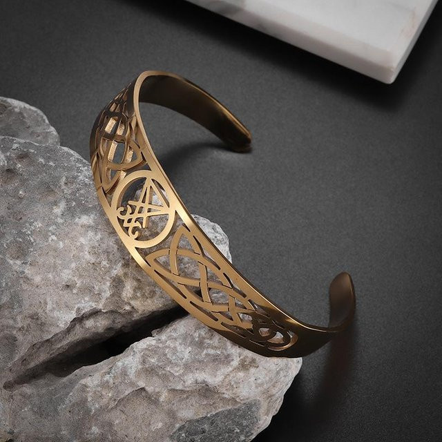 YIRAN Armband Edelstahl, Kreuz Manschette, Schwarz, Unisex - Bild 1