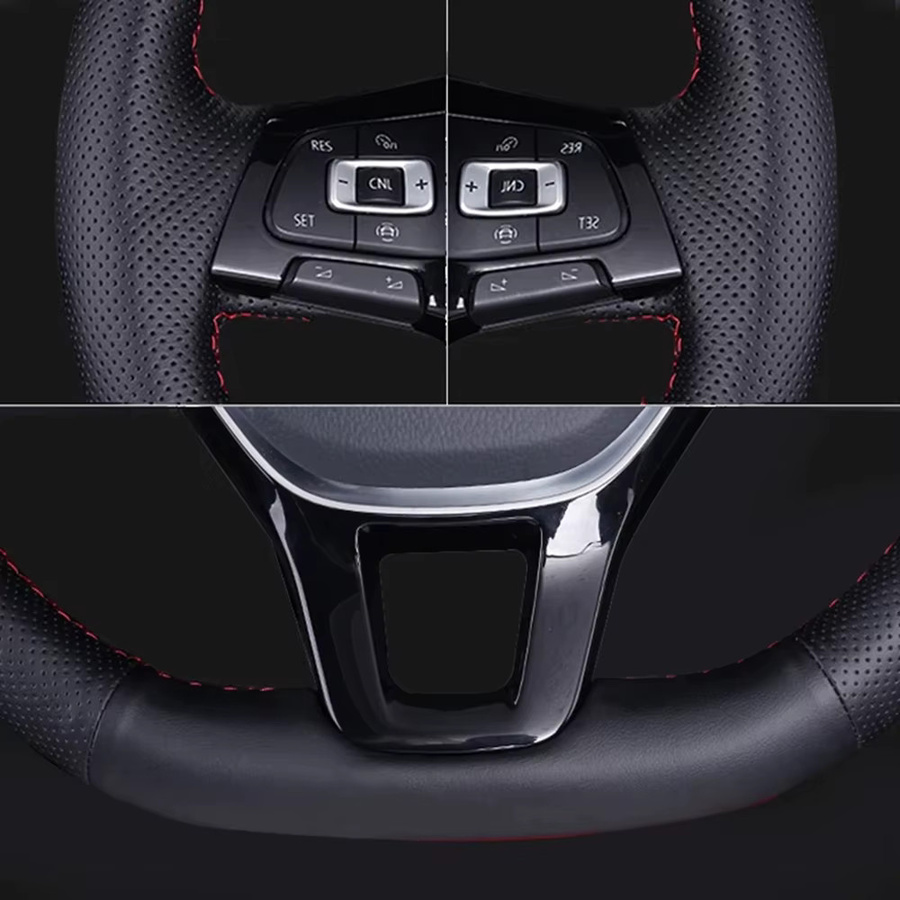 WUNHKF Lenkrad Abdeckung aus echtem Carbon und Leder für Mercedes Benz AMG CLA CLS GLB GLE W177 in Schwarz - Bild 2