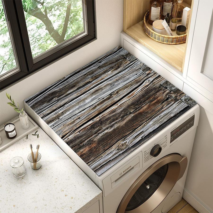 Warm Magpie Home Waschmaschinenabdeckung mit Holzmaserung und Anti-Rutsch-Pad in Braun, B/B: 60 x 60 cm - Bild 1