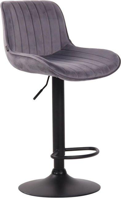 DELUKE Barhocker BEKIM Drehbarer Barstuhl mit Lehne aus Samt in Dunkelgrau und Schwarz, B/T/H: 50 x 50 x 86 cm - Bild 1