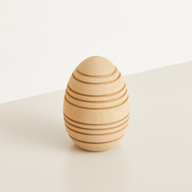 Green Living Osterdeko Ei aus Holz in Braun und Beige, gerillt, Tischdeko für Ostern, Höhe: 10,0 cm, Breite: 7,0 cm, Tiefe: 7,0 cm - Bild 1