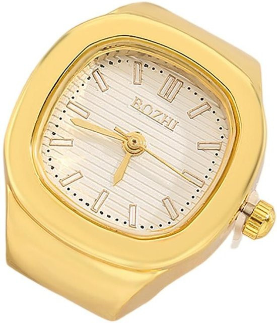 Fingerringuhr, Mini-Quarzuhr, Kunststoff, kaffeebraun, Damen - Bild 1