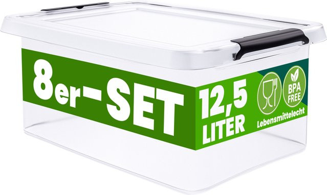 Deuba 8er-Set Aufbewahrungsboxen transparent stapelbar BPA-frei B/T/H: 39 x 29 x 17 cm - Bild 1