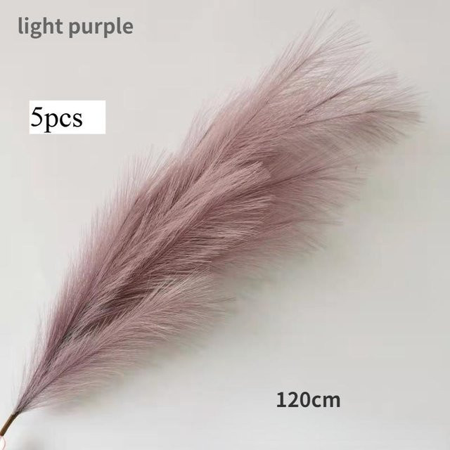 5 Stück Fanda Künstliches Pampasgras in Lichtlila, Flauschige Seidenblumen im Boho-Stil für Haus und Hochzeit, Höhe: 120 cm - Bild 1