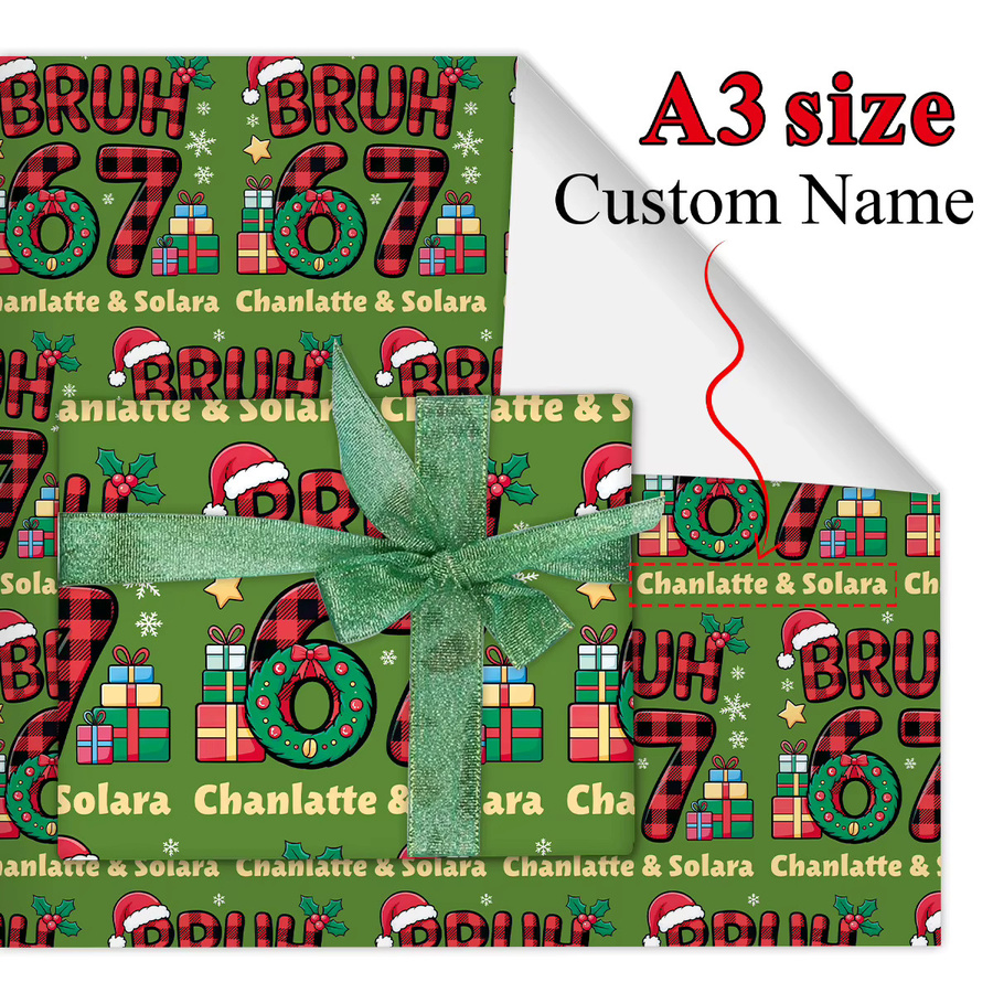 3 Blatt personalisiertes Bastelpapier für Weihnachtsgeschenke und DIY-Verpackungen, Mehrfarbig, Format: A3 - Bild 2