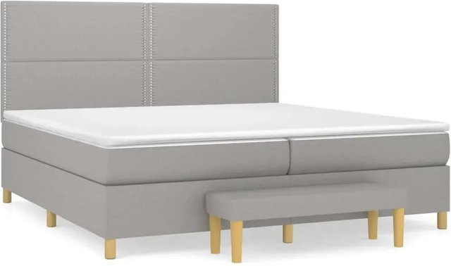 vidaXL Boxspringbett Hybrid mit Matratze und Taschenfederkern, Hellgrau und Weiß, B/T/H: 200 x 200 x 203 cm - Bild 1