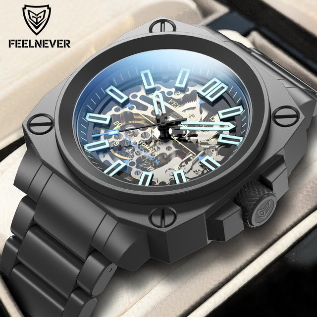 FeelNever Armbanduhr Automatik, Edelstahl, Blau, Herren - Bild 1