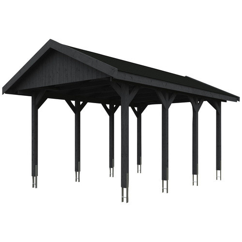 Skan Holz Carport Wallgau Satteldach aus Nadelholz in Grau mit Bitumendachschindeln B: 380 cm, T: 600 cm, H: 313 cm - Bild 3