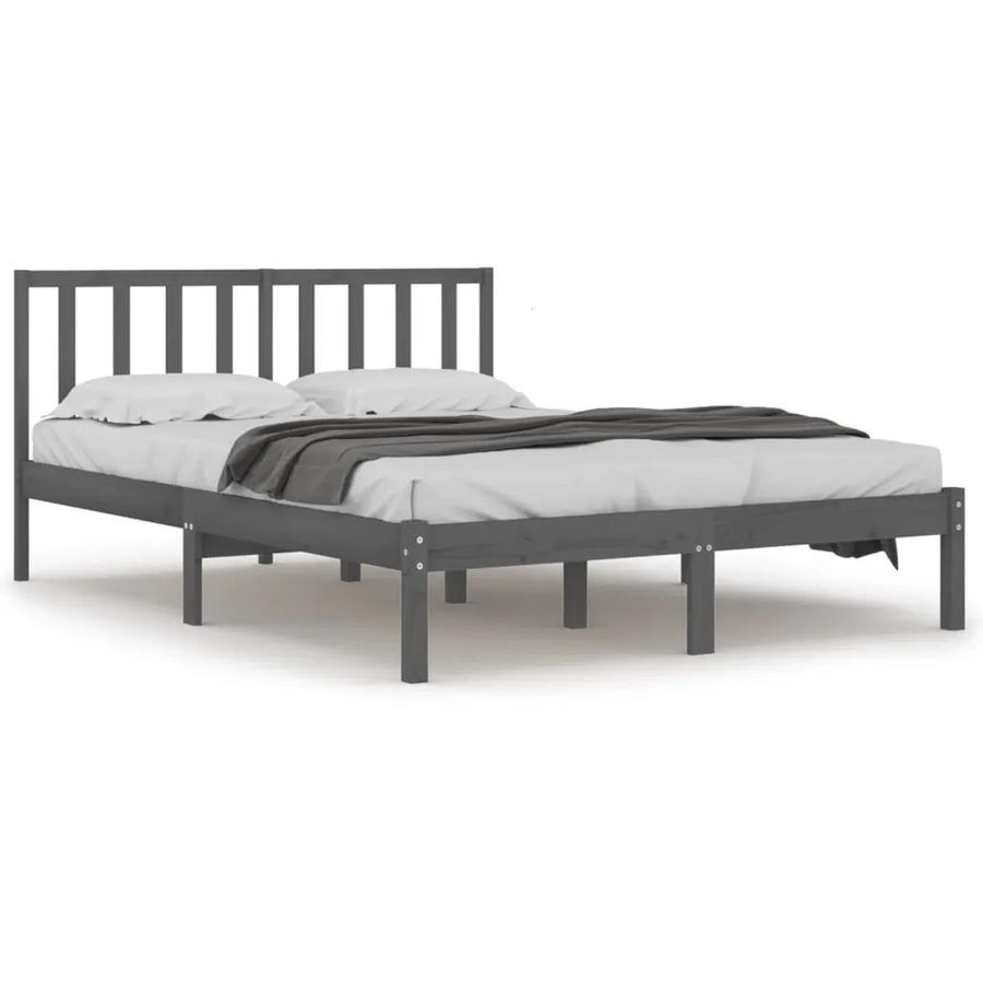 vidaXL Massivholzbett aus Kiefer in Grau im rustikalen Design B/T/H: 200 x 200 x 206 cm - Bild 2