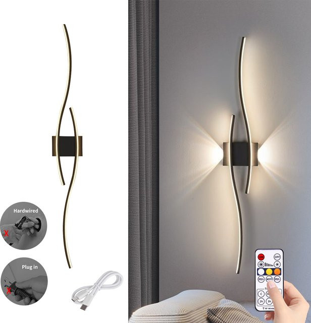 DARHYN LED Wandleuchte dimmbar wiederaufladbar mit Touch-Funktion in Schwarz - Bild 1