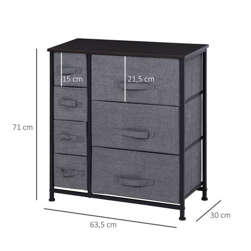 HOMCOM Schubladenschrank mit 7 Stoffschubladen in Dunkelgrau, B/T/H: 63,5 x 30 x 71 cm - Bild 5
