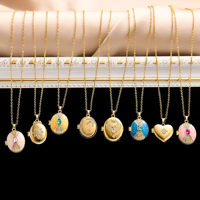 ANENJERY Halskette, Edelstahl, Gold, Zirkonia, Damen, Vintage - Bild 2