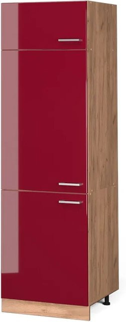 Vicco Kühlumbauschrank R-Line Küchenschrank in Bordeaux und Goldkraft mit Hochglanz-Finish, Breite: 60 cm - Bild 2