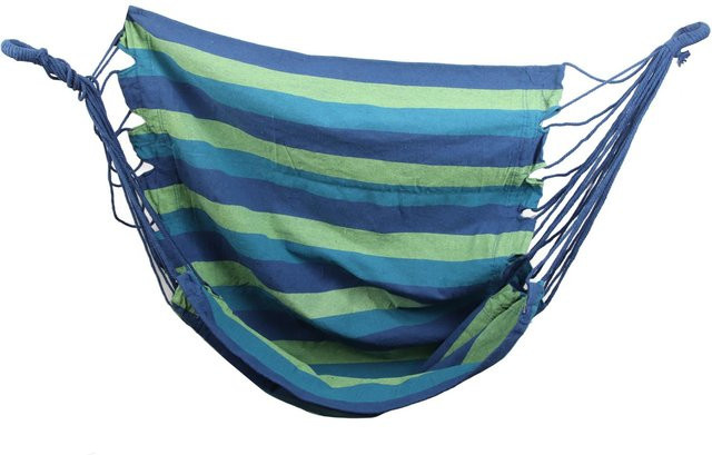 Fishine Hängesessel aus Canvas und Seil in Blau mit Streifen im Boho-Design für Garten, Schlafzimmer oder Zuhause - Bild 1