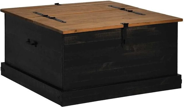 vidaXL Truhe HALDEN aus Kiefer Massivholz in Schwarz, B/T/H: 91 x 91 x 47 cm - Bild 1