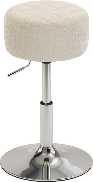 Aosom HOMCOM PU-Schminkhocker, drehbarer und höhenverstellbarer Barhocker in Beige mit rundem Sitz für Schlafzimmer, Esszimmer oder Bar, Höhe: 51-66 cm - Bild 1