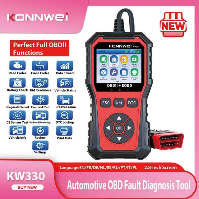 KONNWEI KW330 Auto-OBD2-Fehlerscanner mit Motorbatterietest und Echtzeitdaten zur Fehlercode-Auslesung - Bild 1