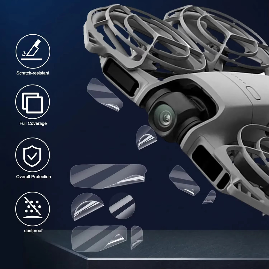 DJI Neo 2 Schutzfolien-Set aus gehärtetem Glas und Hydrogel für Objektiv, Sensor und Seitenbildschirme in Transparent - Bild 3