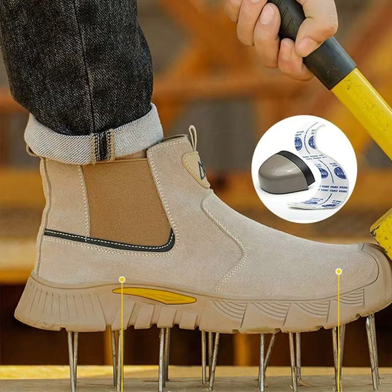 Yuxiang Sicherheitsschuhe für Herren in Beige mit Stahlkappe und Durchtrittschutz für Bergbau und Bauwesen - Bild 2