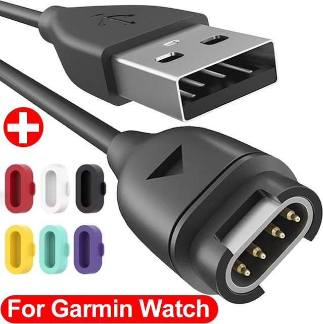 Mrgabwte USB-Ladekabel für Garmin Smartwatches mit Staubstecker, Schwarz - Bild 1