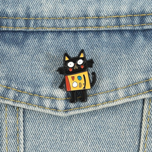 Miss Zoe Anstecknadel Katze, Schwarz, Vintage, Brosche - Bild 1