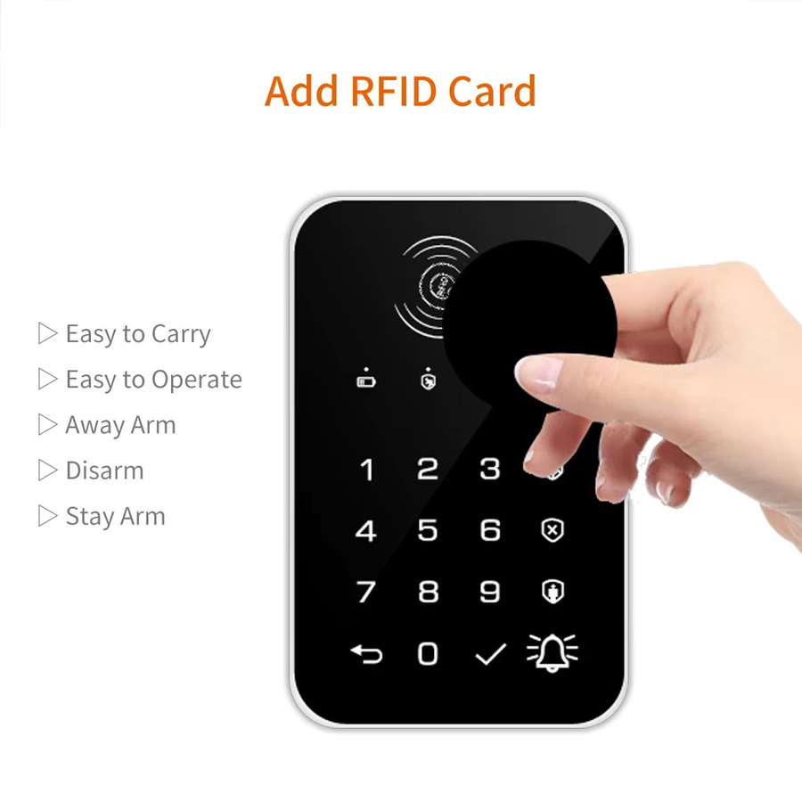 TAIBOAN Drahtlose 433-MHz-Touch-Tastatur mit RFID-Karte, wiederaufladbar, Schwarz, für dein Sicherheitsalarmsystem zum Scharf- und Unscharfschalten - Bild 4