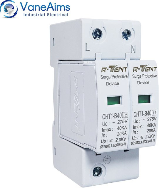 VaneAims Solar-PV-AC-Überspannungsschutz 2P 275V 20KA 40KA SPD in Weiß zur DIN-Schienenmontage - Bild 1