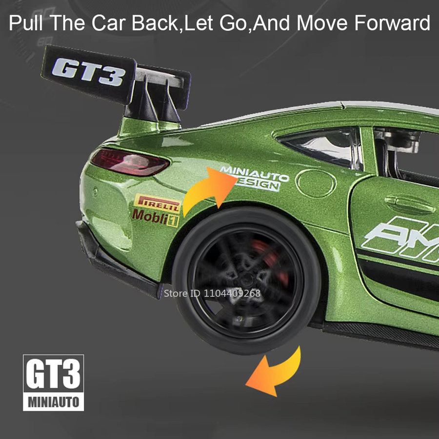 MAKEDA GT3 Track Car GTR Modell, 1:32, mit Licht und Sound, Metall, Gummireifen - Bild 2