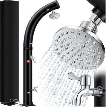 KESSER Solar Gartendusche Bogen mit Schutzhaube, Solardusche für Camping und Pool mit Regenduschkopf, Wasserhahn und Gartenschlauch-Anschluss